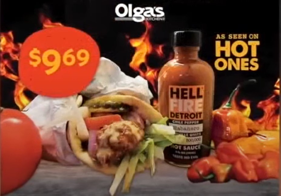 TRY THE HELL FIRE DETROIT SPICY CHICKEN OLGA!